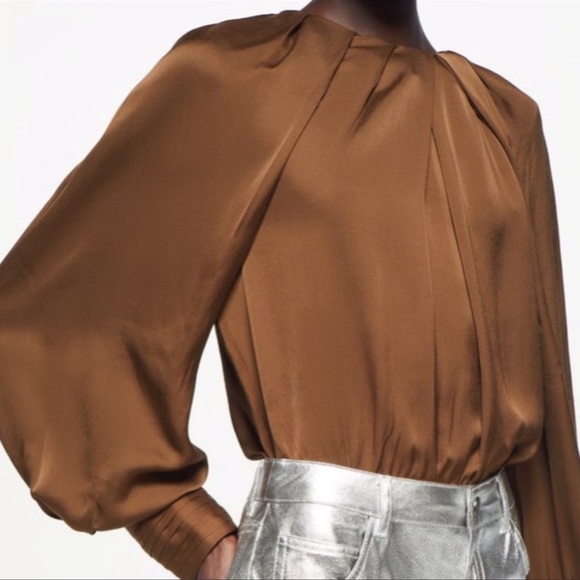 Zara Tops - Zara brown blouse body suit size xs
